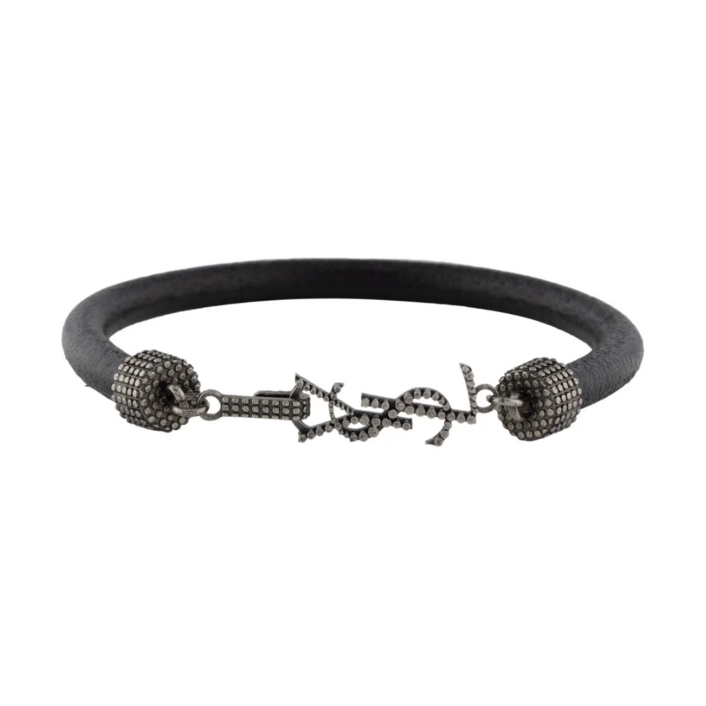 SOLD - YSL - Crinkled Calfskin Opyum Bracelet Black